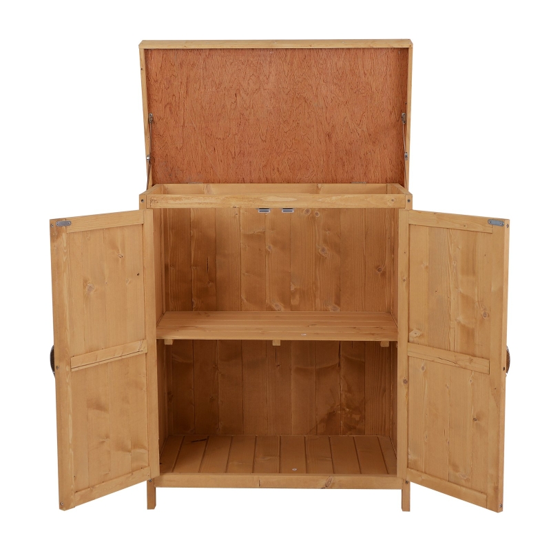 Armoire de jardin sur pied double porte étagère et toit bitumé relevable