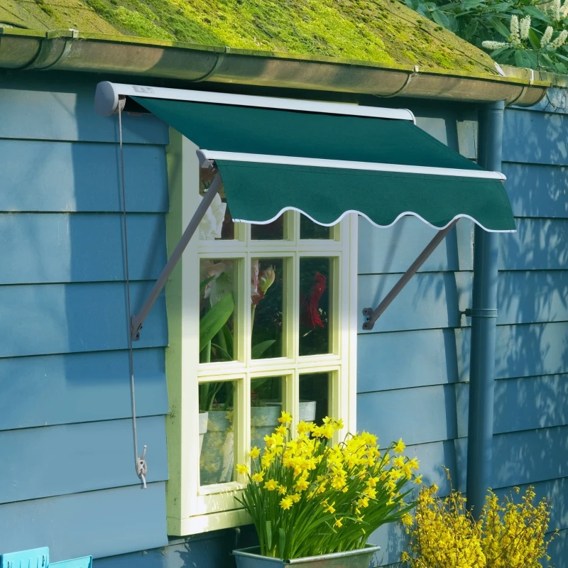 Outsunny Store banne Manuel Inclinaison réglable Aluminium Polyester imperméabilisé 70L x 120l cm Vert