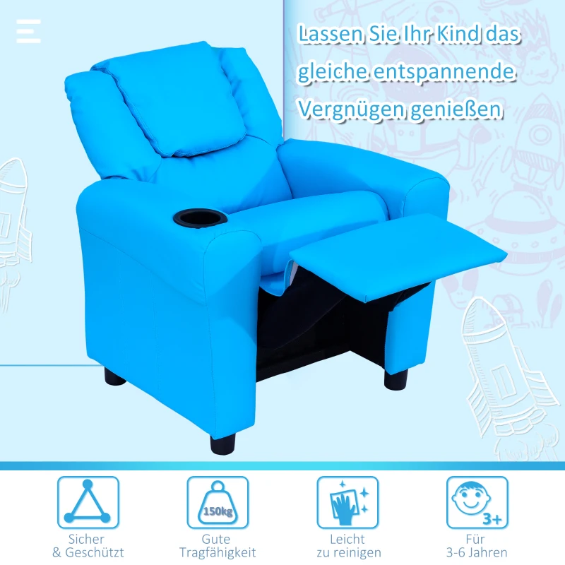 HOMCOM kinderfauteuil, mini-fauteuil, kinderbank voor 3-6 jaar, blauw