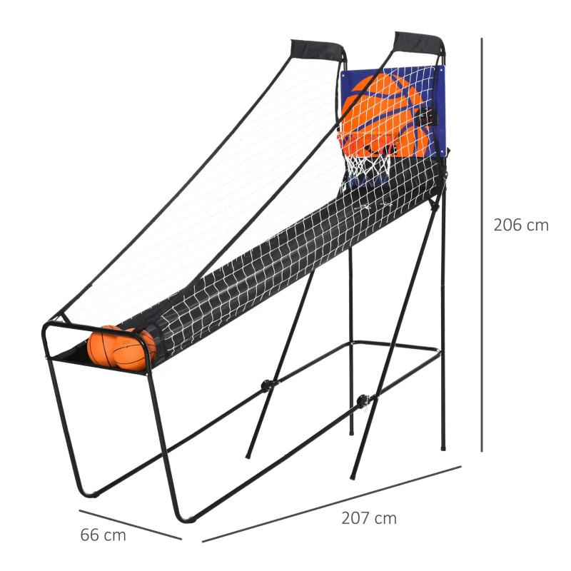 HOMCOM Jeux de basketball machine de tir électronique double support de basket-ball d'entraînement à domicile avec tableau de bord électronique et 2 balles Incluses