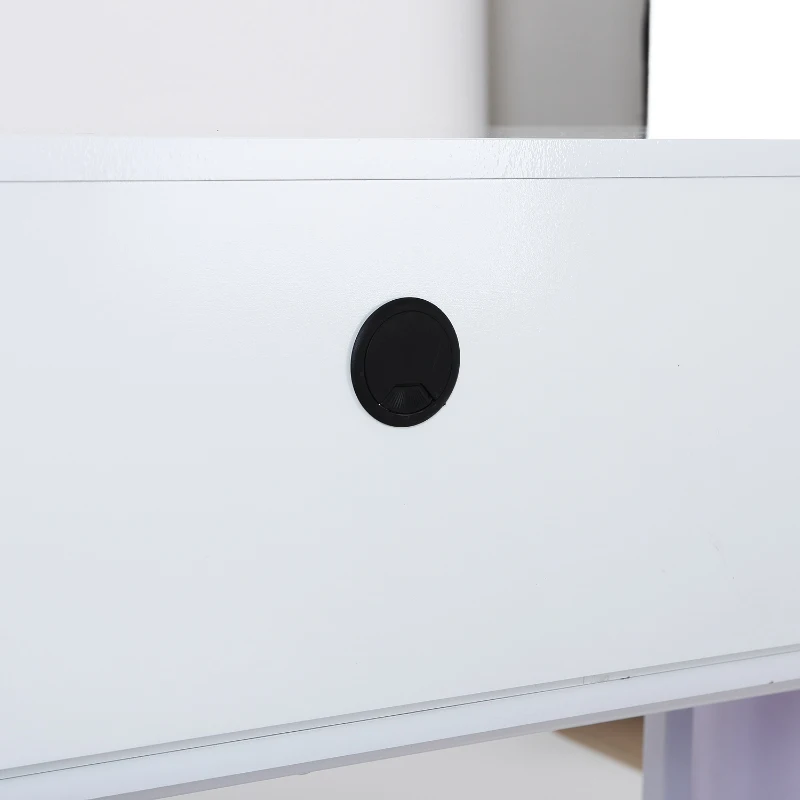 HOMCOM Bureau console 2 en 1 style contemporain sur roulettes multi-rangement blanc