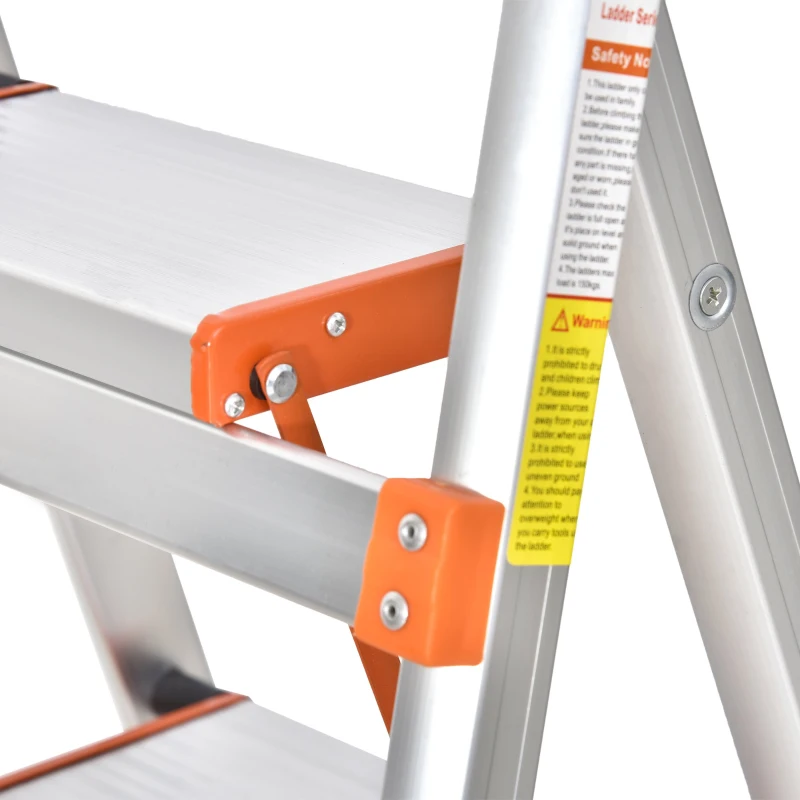 HOMCOM Escabeau pliable 5 marches antidérapantes hauteur max. 1,17 m charge max. 150 Kg alu. orange