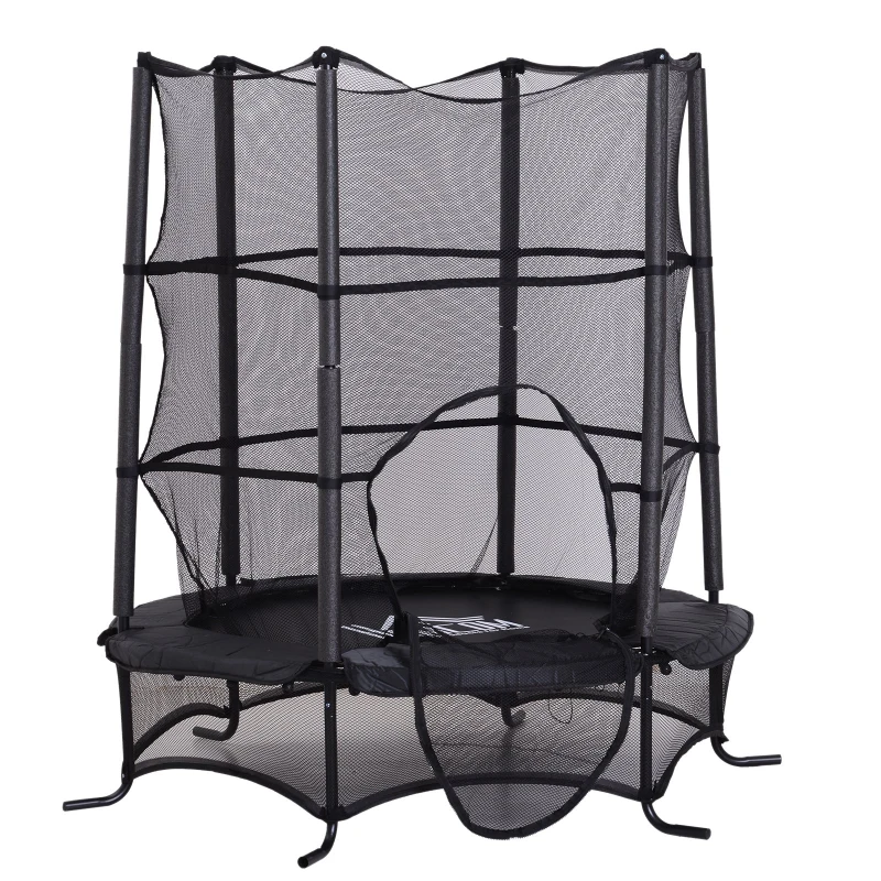 HOMCOM Trampoline de jardin enfants Ø 1,70 × 1,62H m filet de sécurité porte zipée couvre-ressorts + 6 poteaux rembourrés inclus noir
