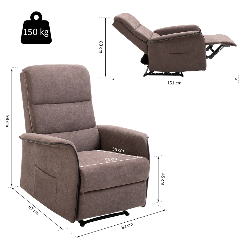 Homcom Fauteuil de relaxation grand confort dossier inclinable repose-pied ajustable flanelle marron