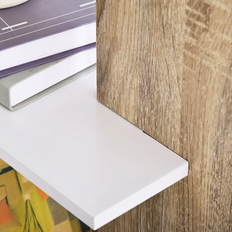 HOMCOM Bibliothèque Étagère de Rangement avec 4 Compartiments Ouverts Design Simple Moderne Idéale pour Salon Chambre Bureau 80 x 24 x 140 cm Blanc et Chêne