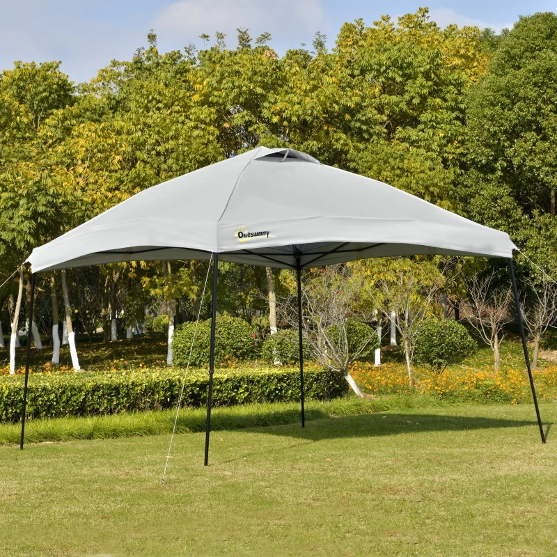 Outsunny Tonnelle barnum de jardin pop-up pliant 3,6L x 3,6l x 3,2H m hauteur réglable sac inclus acier époxy oxford haute densité gris