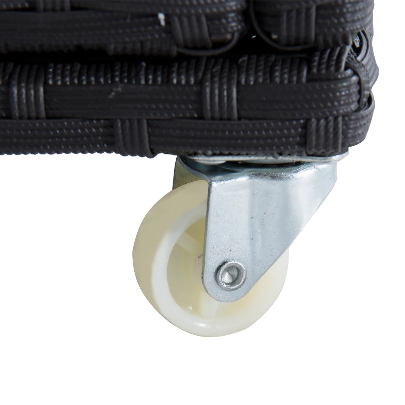 Outsunny Coffre malle de rangement 120 x 55 x 48 cm double roulettes résine tressée 4 fils imitation rotin brun foncé