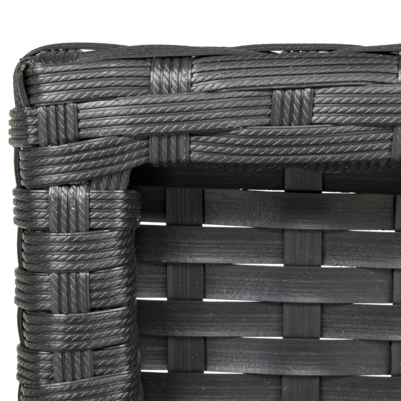 Outsunny Salon de jardin 2 places - 3 pièces 2 chaises avec coussins gris + table basse - plateau verre trempé - résine tressée 4 fils imitation rotin noir