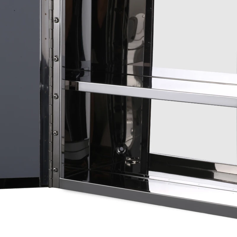 HOMCOM Armoire miroir murale de salle de bain acier inoxydable 3 niveaux de rangement 50L x 13l x 40H cm