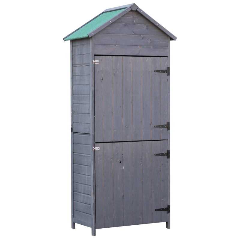 Outsunny Abri de Jardin en Bois Massif Gris 84 x 51 x 188 cm