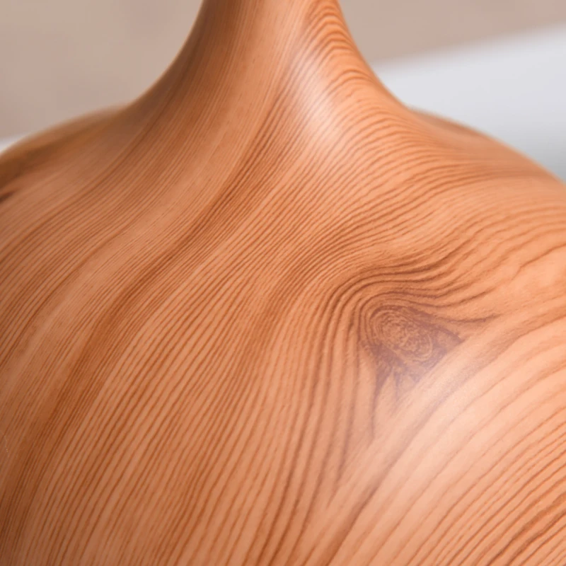 HOMCOM Diffuseur d'huiles essentielles 400 ml design vase - humidificateur d'air - diffuseur aromathérapie avec 7 lumières LED - minuterie - imitation bois