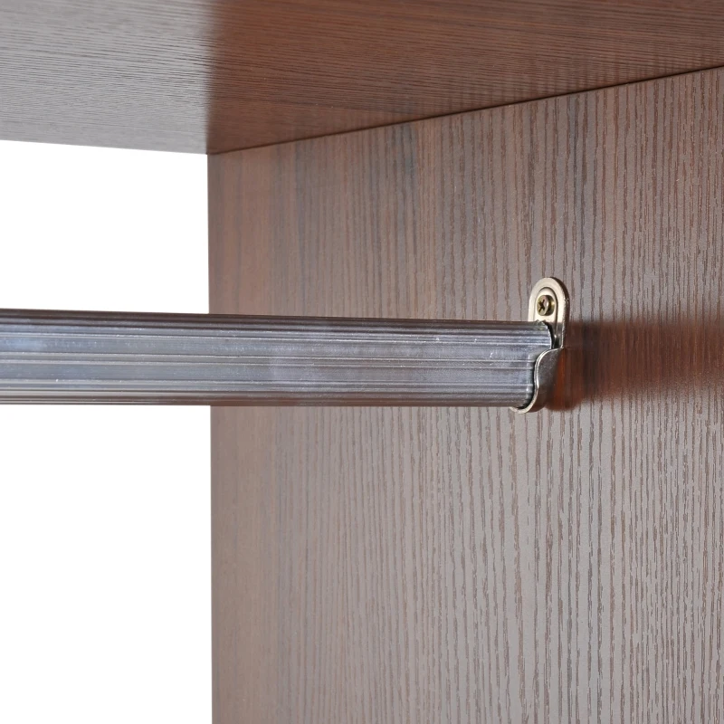 HOMCOM Armoire penderie étagère 2 niches penderie 4 roulettes pivotantes dim. 60L x 40l x 128H cm Coloris chêne Moyen