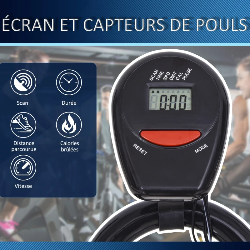 HOMCOM Vélo d'appartement cardio vélo biking écran LCD multifonction selle et guidon réglable volant inertie 5 Kg noir rouge