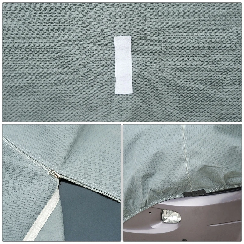 HOMCOM Housse de protection imperméable pour caravane, camping car, voiture dim. 4,26L x 2,25l x 2,2H m tissu non tissé PE triple couche gris