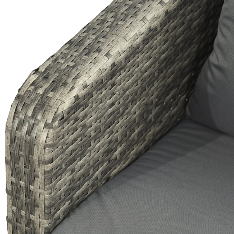 Outsunny Ensemble salon de jardin 4 places : canapé, 2 poufs et table basse relevable coussins résine tressée imitation rotin gris