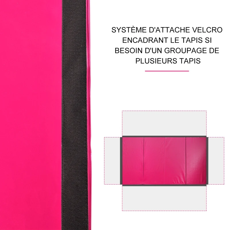 Homcom Tapis de Gymnastique et Fitness Pliable Rose 305 x 122 x 5 cm