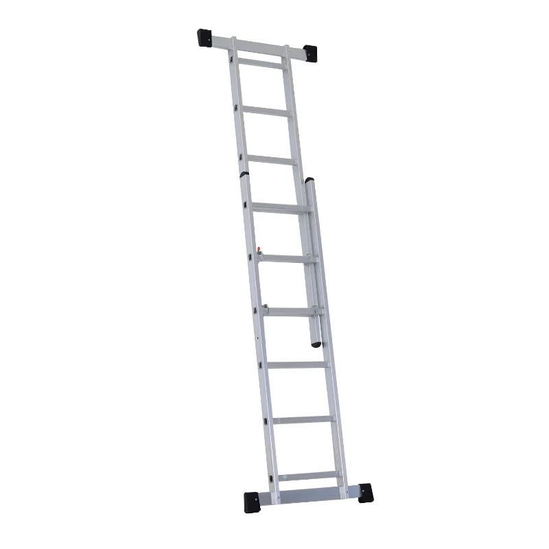 HOMCOM Echafaudage avec plateforme échelle escabeau double 3 en 1 certification NF EN131 charge max. 150 Kg aluminium