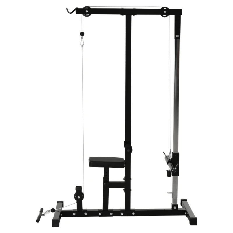 HOMCOM Station de musculation pour tirage poitrine - lat pulldown machine - banc de musculation dim. 103L x 120I x 180H cm acier noir