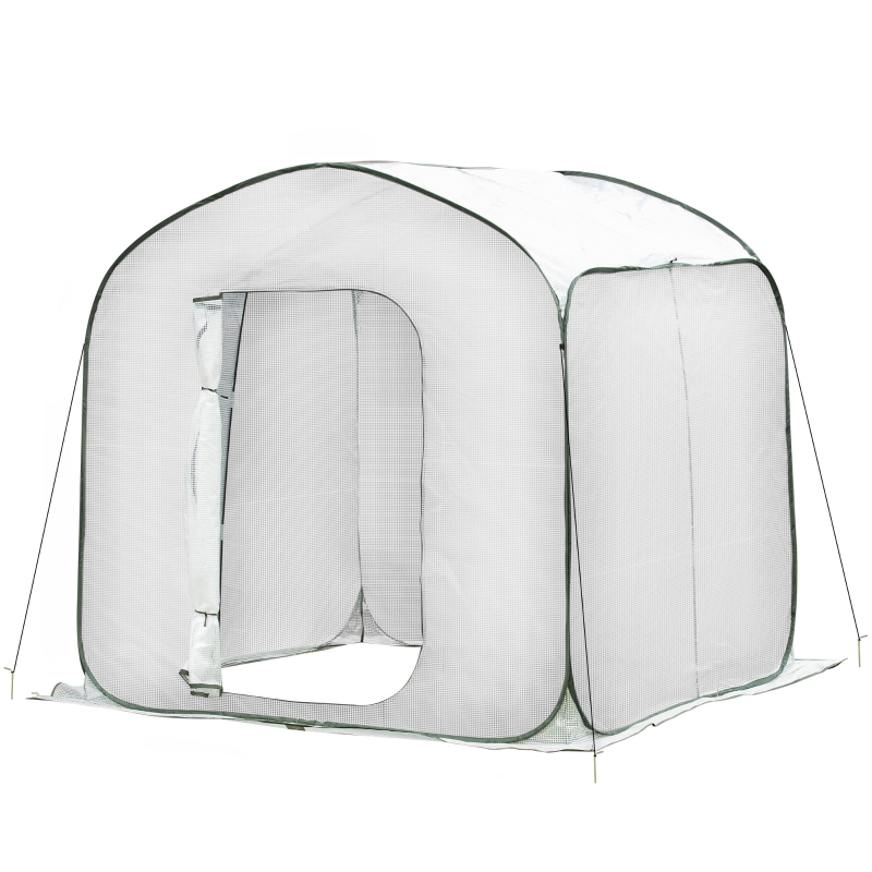 Serre de jardin pop-up porte zippée enroulable sac transport PE blanc vert