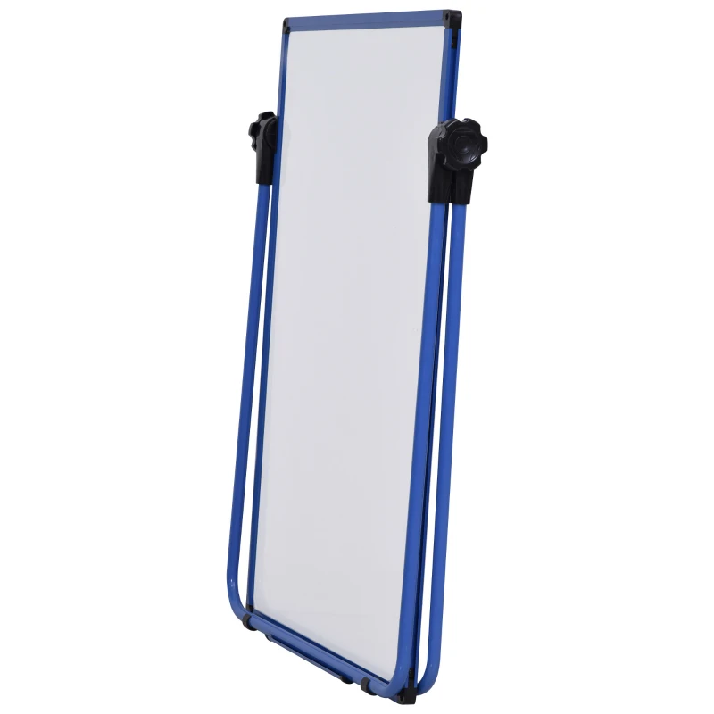 HOMCOM Chevalet de conférence pliable - tableau blanc magnétique double face - pivotant, réglable en hauteur 73L x 45l x 92-158H cm - bleu