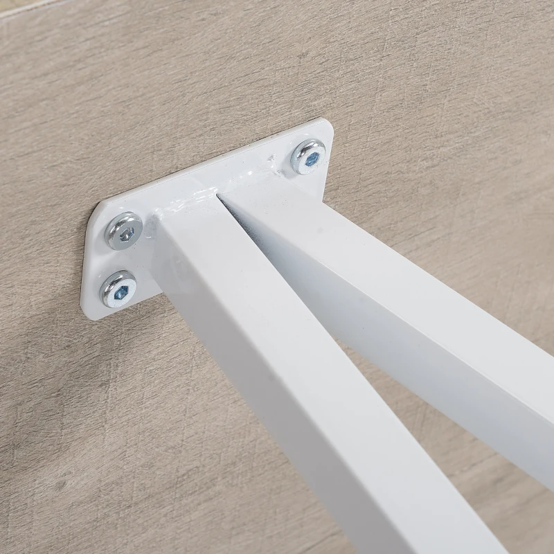 HOMCOM Bureau Informatique Design 2 étagères Grand Plateau métal Blanc Panneaux Particules Imitation Bois Gris Clair