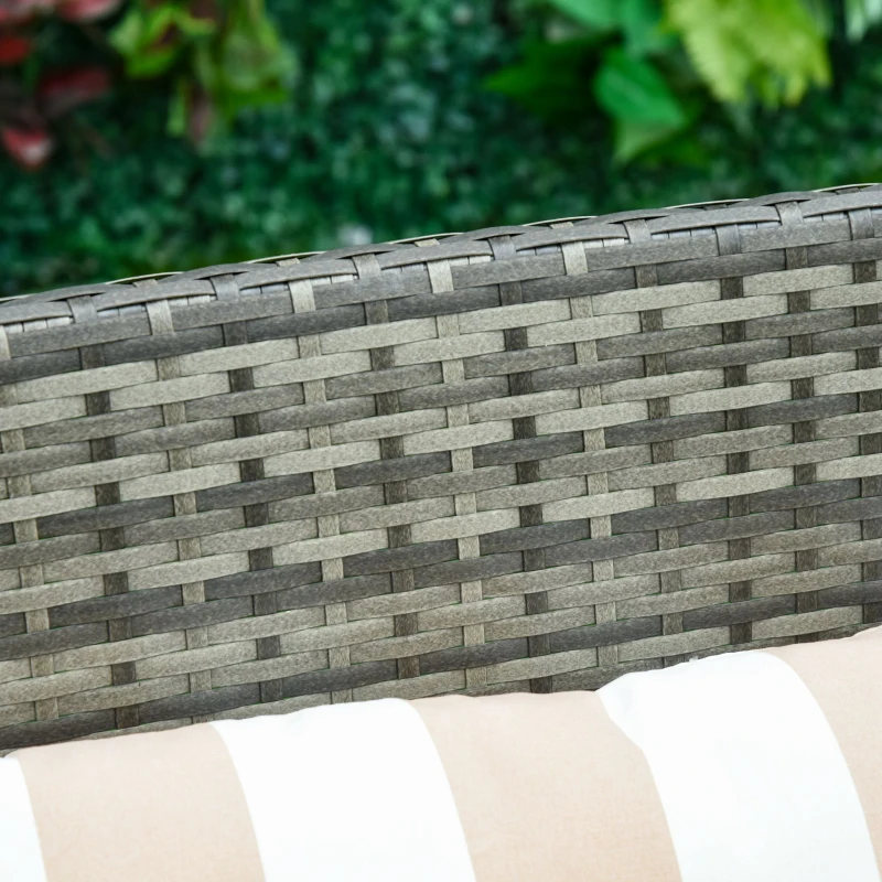 Outsunny Ensemble salon de jardin en résine tressée 3 pièces 2 fauteuils + table basse verre trempé coussins d'assise coussins lombaires déhoussables fournis acier 63 x 68 x 78 cm gris