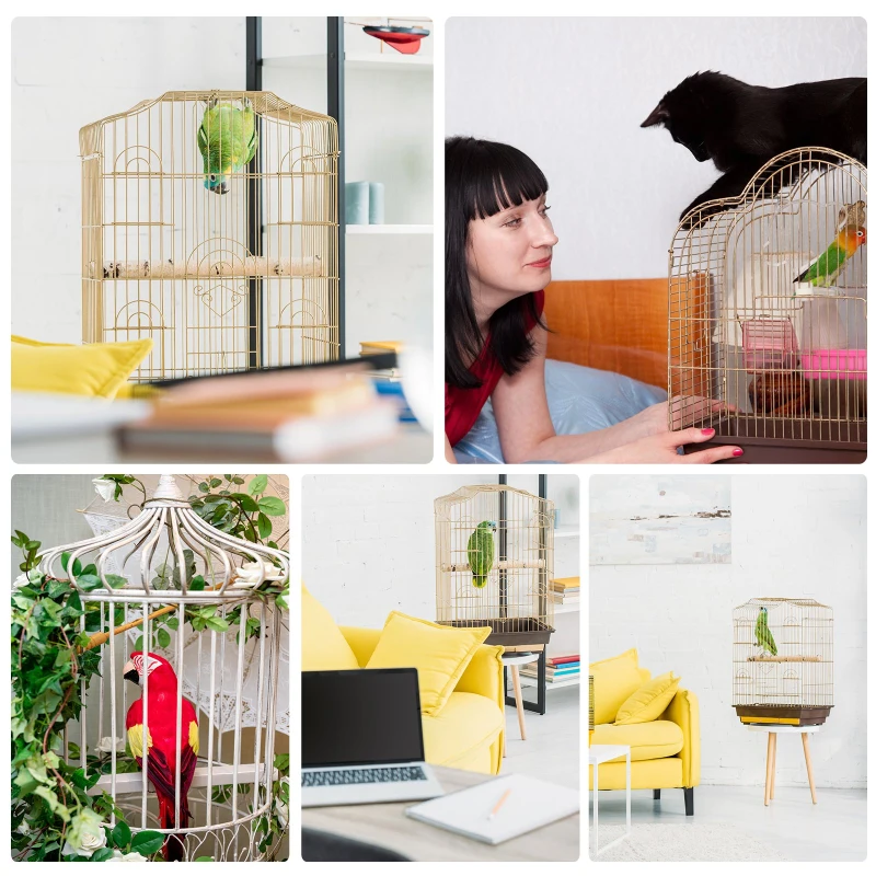 HOMCOM Cage à oiseaux avec mangeoires perchoirs 48 x 36 x 91 cm noir