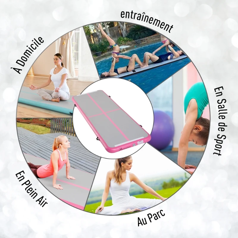 HOMCOM Airtrack tapis de gymnastique Air Track tapis de gym gonflable tumbling gymnastique dim. 300L x 100l x 10H cm tissu stratifié PVC