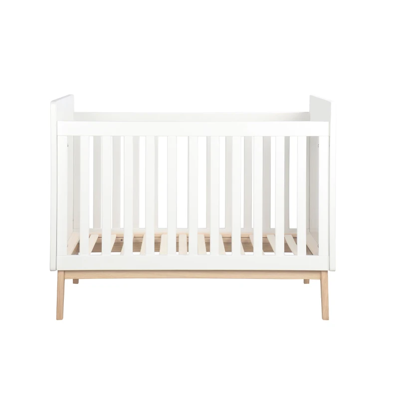 HOMCOM Lit bébé à barreaux 60 x 120 cm - sommier à Lattes Inclus - Hauteur réglable 3 Niveaux - pin Massif MDF Classe E1 Blanc