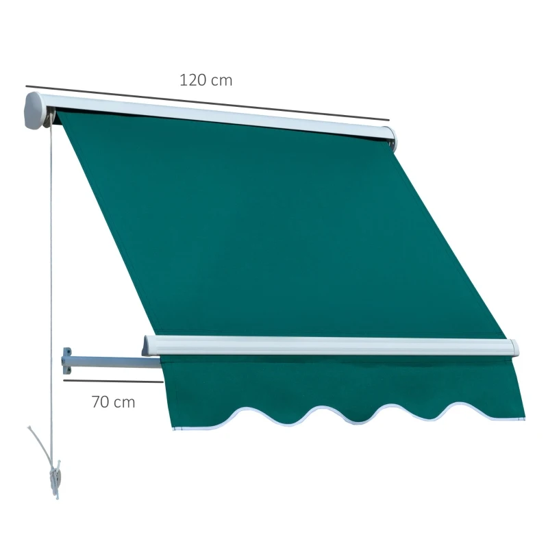 Outsunny Store banne Manuel Inclinaison réglable Aluminium Polyester imperméabilisé 70L x 120l cm Vert