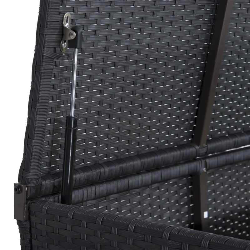 Outsunny Coffre malle de rangement 120 x 55 x 48 cm double roulettes résine tressée 4 fils imitation rotin brun foncé