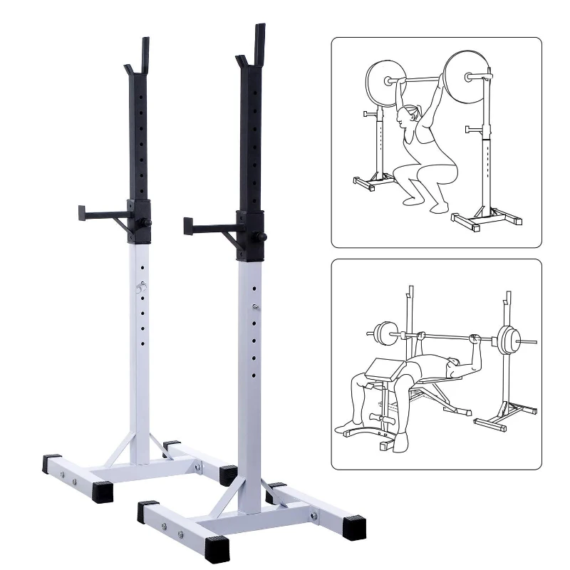 HOMCOM Stockage/support de musculation entrainement pour barre longue haltère charge max. 150 Kg