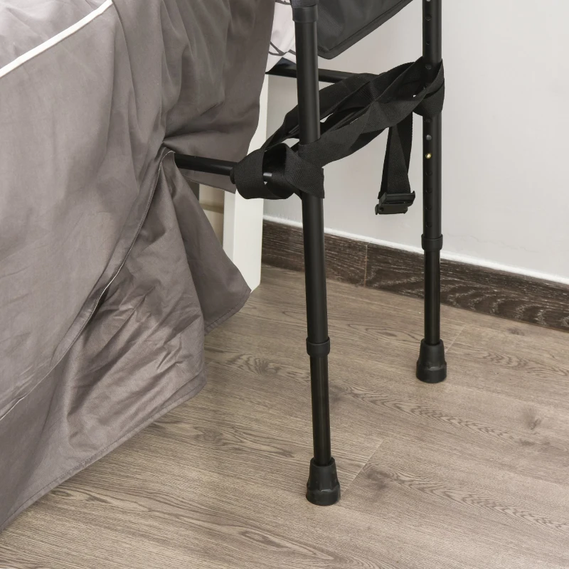 HOMCOM Barre de redressement de lit réglable en hauteur - poignée d'appui pour le lit - barre d'appui de lit - acier noir
