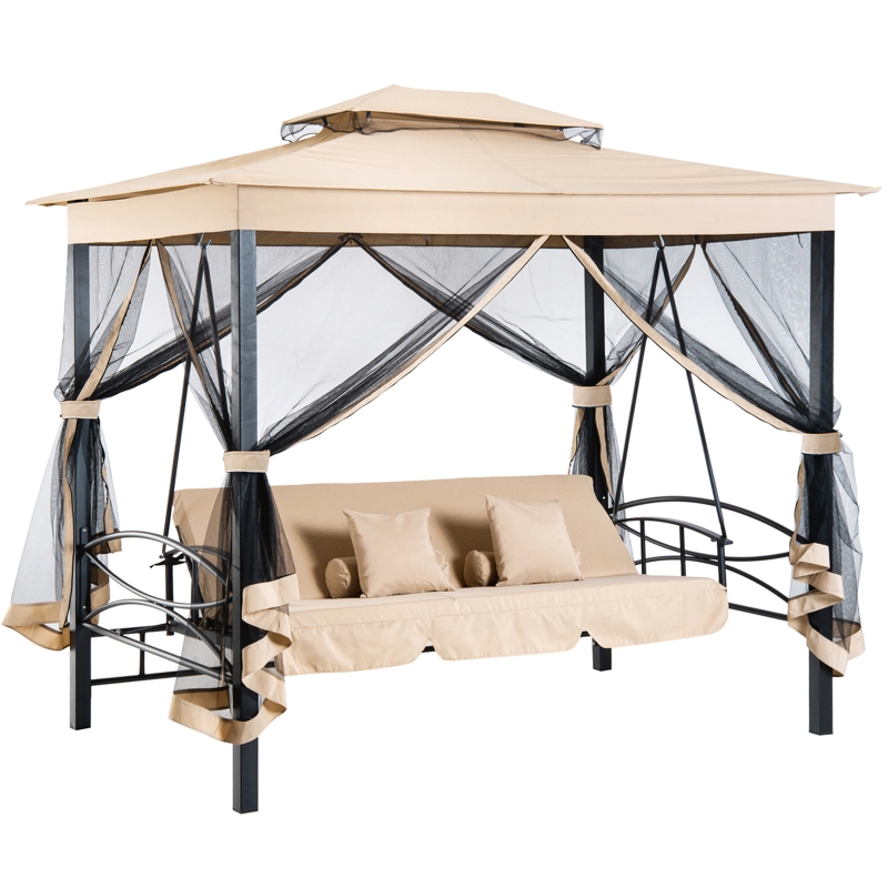 Balancelle de jardin convertible 3 places beige