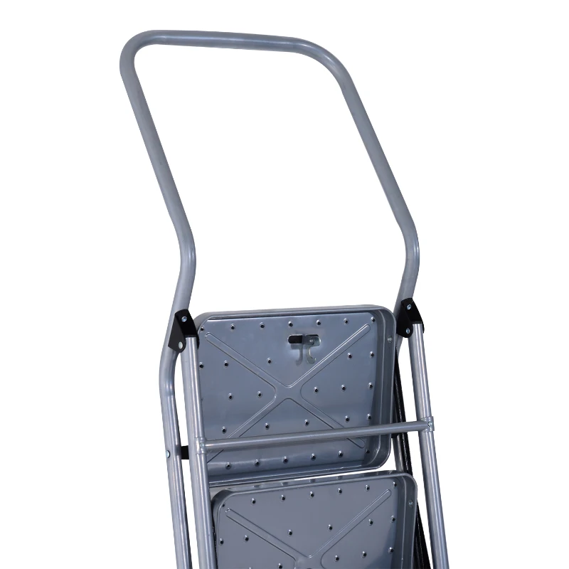 HOMCOM Marchepied escabeau pliant antidérapant hauteur max. 155 cm charge max. 150 Kg acier gris et noir