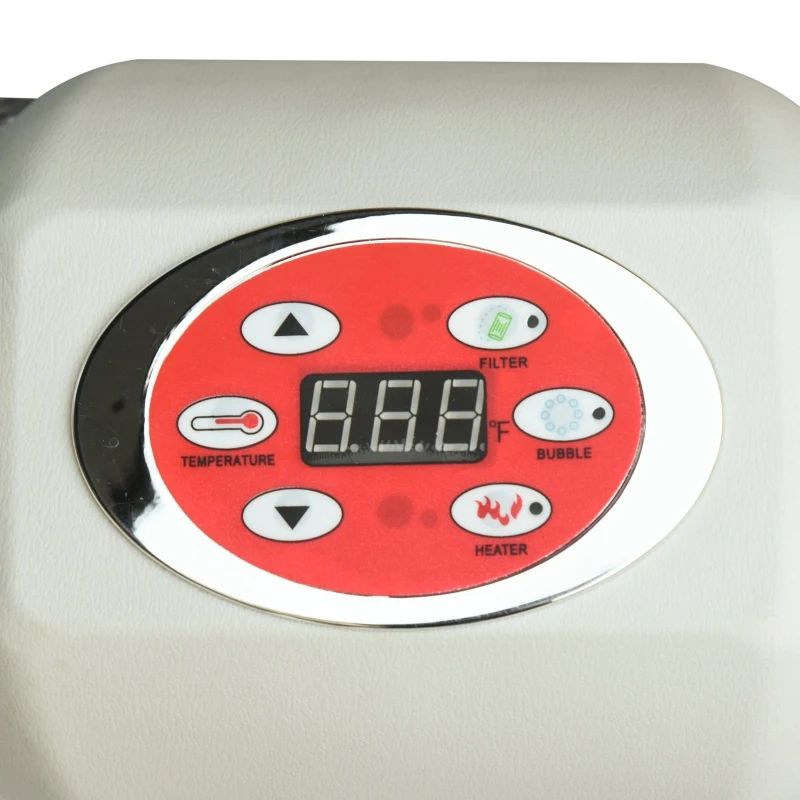 Outsunny Spa Gonflable Rond 4 Personnes Ø 1,80 x 0,65H m - 800 litres 100 Jets de Massage - Fonctions Chauffage Filtration - Liner PVC Blanc Bleu