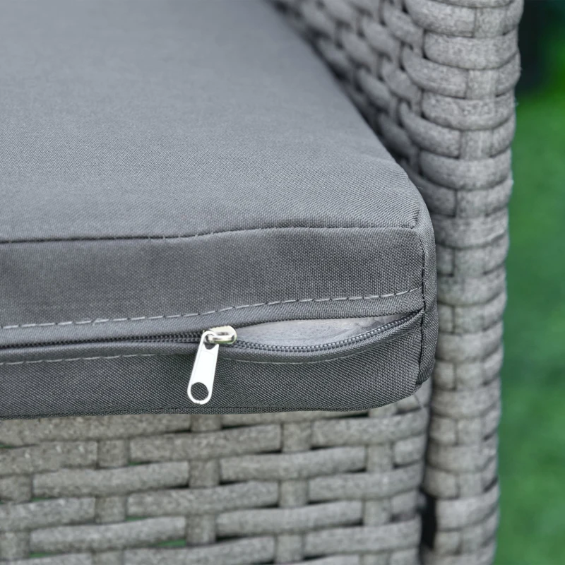 Outsunny Salon de jardin 4 places 4 pièces - canapé 2 places, 2 fauteuils, table à manger - 3 coussins inclus - résine tressée imitation rotin gris