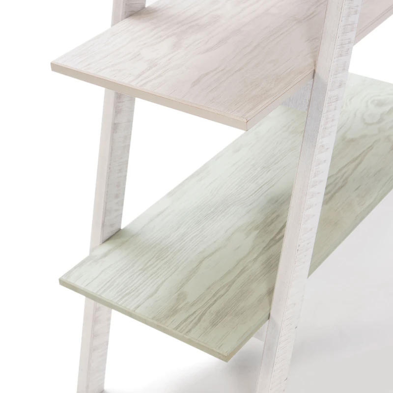 HOMCOM Étagère bibliothèque Design Pyramidal - étagère de Rangement 4 Niveaux - dim. 80,2L x 35l x 146,3H cm - MDF Blanc Vert Rustique