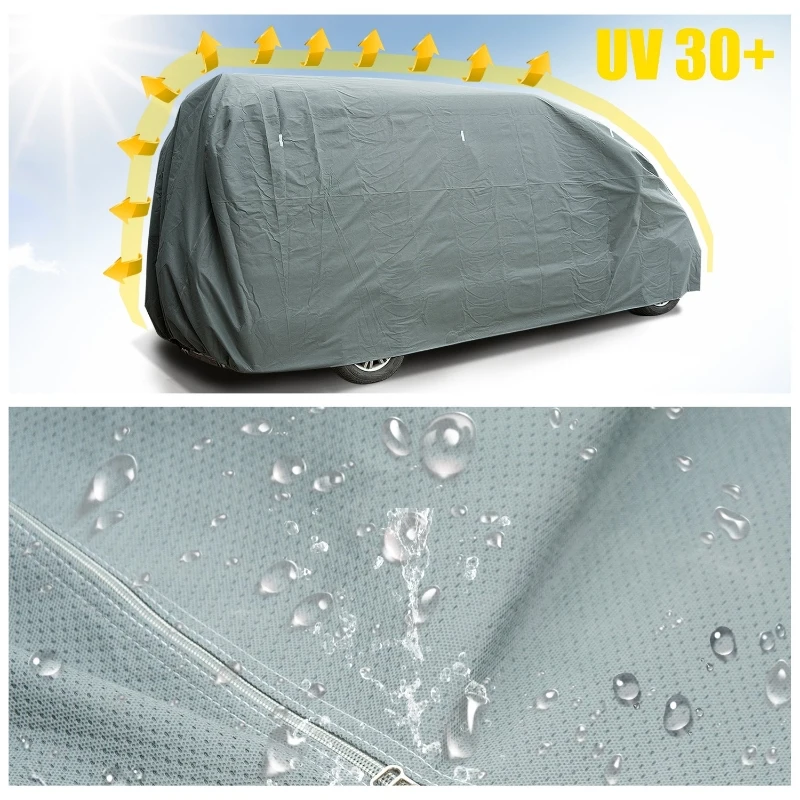 HOMCOM Housse de protection imperméable pour caravane, camping car, voiture dim. 4,26L x 2,25l x 2,2H m tissu non tissé PE triple couche gris