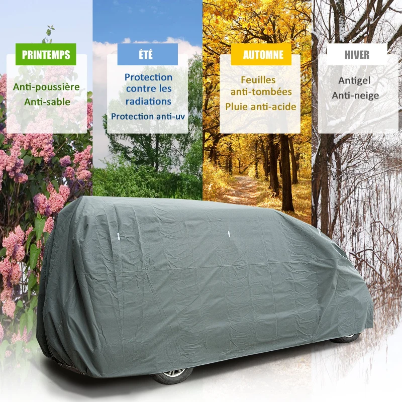 HOMCOM Housse de protection imperméable pour caravane, camping car, voiture dim. 4,26L x 2,25l x 2,2H m tissu non tissé PE triple couche gris