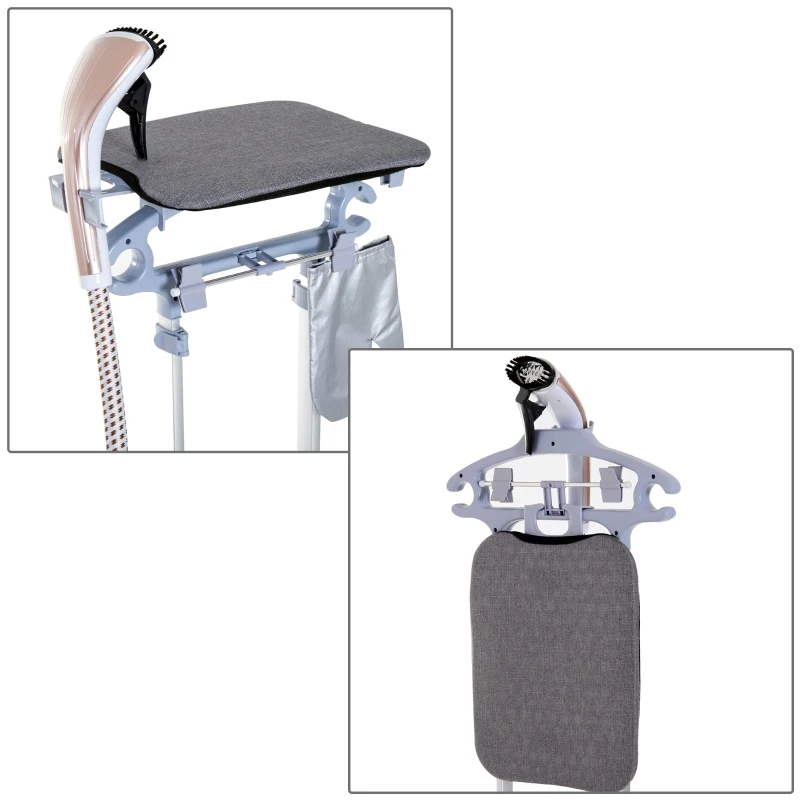 HOMCOM Défroisseur à vêtements 1800 W planche à repasser intégrée réservoir d'eau 2,4 L tige telescopique gant + cintre fournis coloris champagne