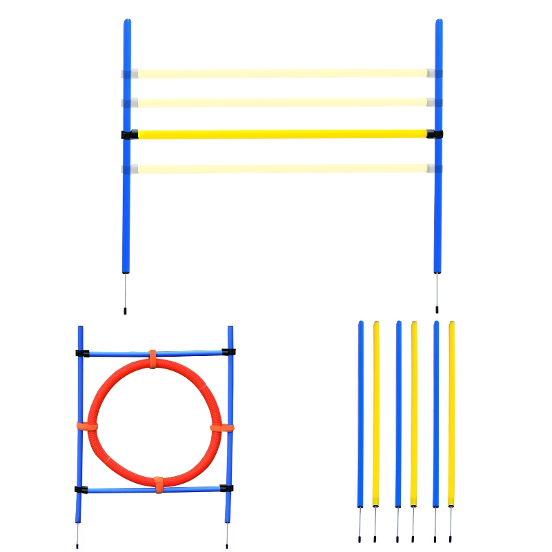 PawHut Kit Complet Agility pour Chien Bleu, Jaune et Rouge