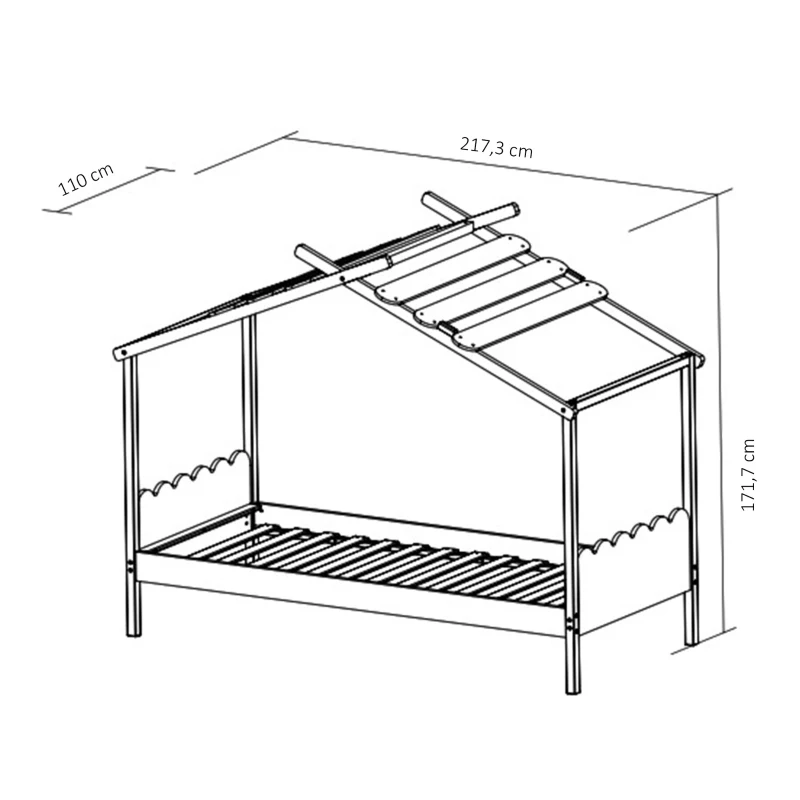 HOMCOM Lit cabane Enfant Compatible 90 x 190 cm/90 x 200 cm - Structure lit avec tête de lit, Pied de lit et sommier à Lattes Inclus - pin Massif MDF Classe E1 Vert