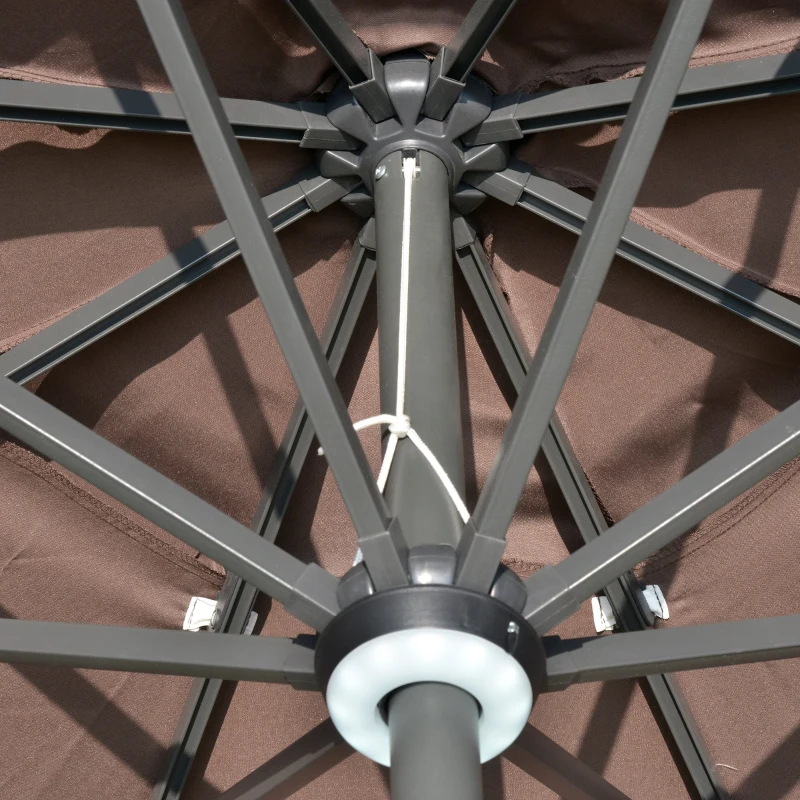 Parasol LED octogonal inclinable chocolat