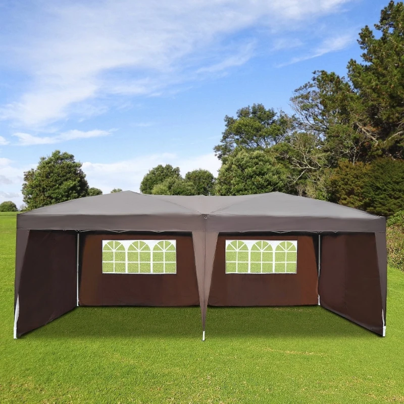Outsunny Tonnelle Barnum Tente de réception Pliante Pop up 6 x 3 x 2,55 m + Sac de Transport Chocolat