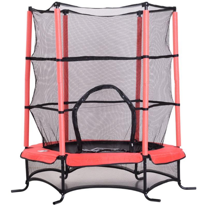 Trampoline de jardin enfants Ø 1,70 × 1,62H m rouge