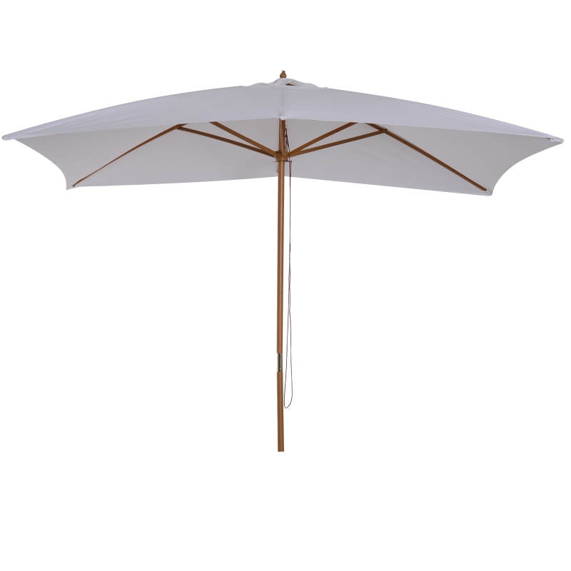 Outsunny Parasol droit rectangulaire de jardin grande taille dim. 3L x 2l x 2,5H m blanc