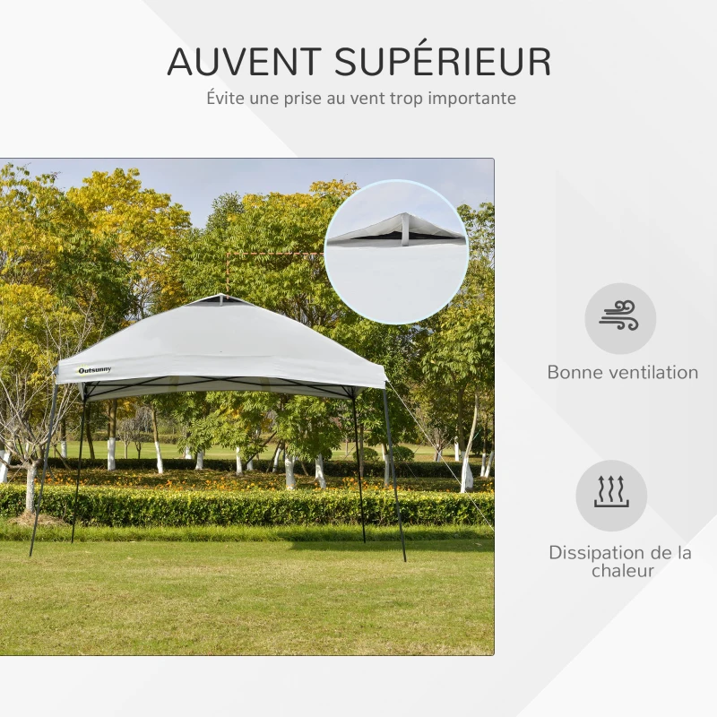 Outsunny Tonnelle barnum de jardin pop-up pliant 3,6L x 3,6l x 3,2H m hauteur réglable sac inclus acier époxy oxford haute densité gris