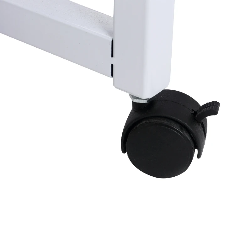 HOMCOM Bureau console 2 en 1 style contemporain sur roulettes multi-rangement blanc