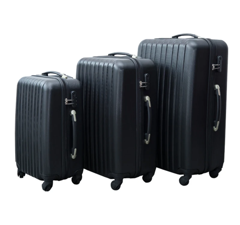 Lot de 3 valises rigide de voyage trolley bagage à roulettes 360°35 /55/75 litres abs noir neuf 15